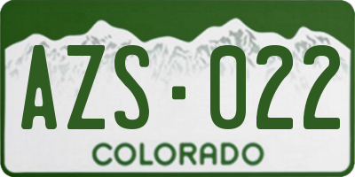 CO license plate AZS022