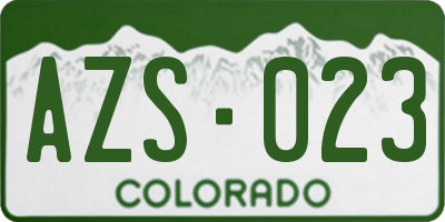 CO license plate AZS023