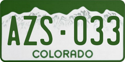 CO license plate AZS033