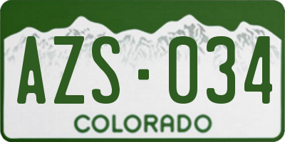 CO license plate AZS034