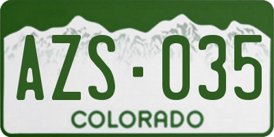 CO license plate AZS035