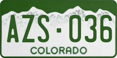 CO license plate AZS036