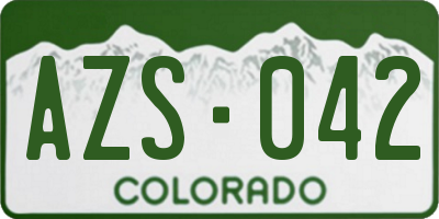 CO license plate AZS042