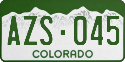 CO license plate AZS045