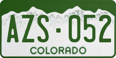 CO license plate AZS052