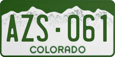CO license plate AZS061