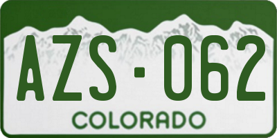 CO license plate AZS062