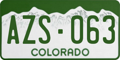 CO license plate AZS063