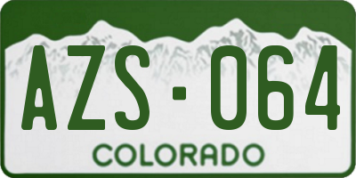 CO license plate AZS064