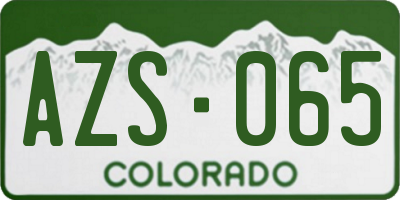 CO license plate AZS065