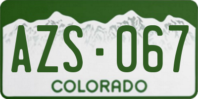 CO license plate AZS067