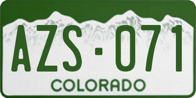 CO license plate AZS071