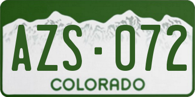 CO license plate AZS072