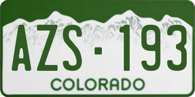 CO license plate AZS193