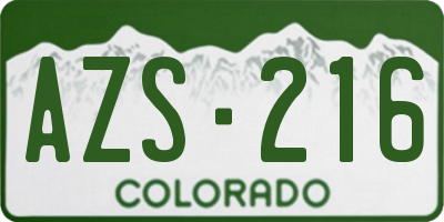 CO license plate AZS216