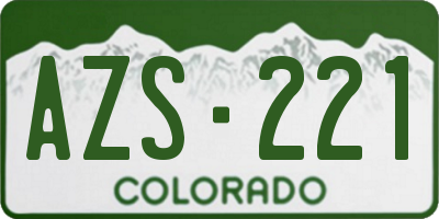 CO license plate AZS221