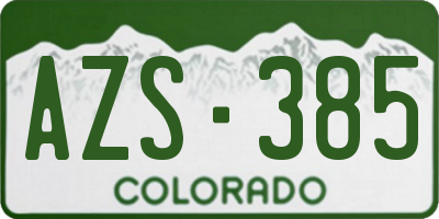 CO license plate AZS385