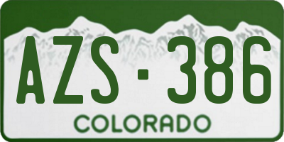 CO license plate AZS386