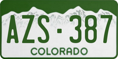 CO license plate AZS387