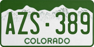 CO license plate AZS389