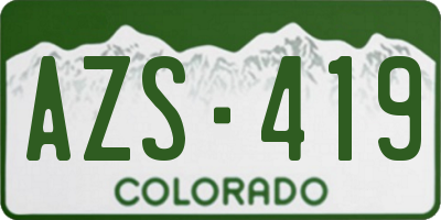 CO license plate AZS419
