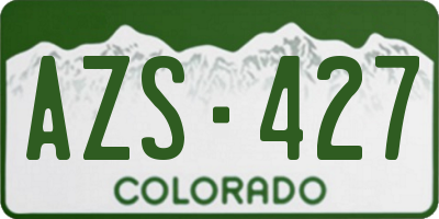 CO license plate AZS427