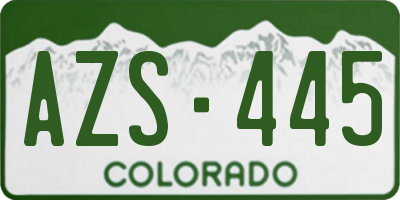 CO license plate AZS445