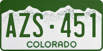 CO license plate AZS451