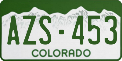 CO license plate AZS453