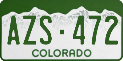 CO license plate AZS472
