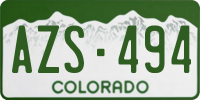 CO license plate AZS494