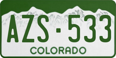 CO license plate AZS533