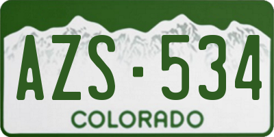 CO license plate AZS534