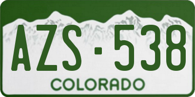 CO license plate AZS538