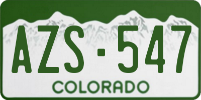 CO license plate AZS547