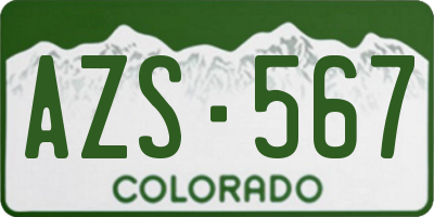 CO license plate AZS567