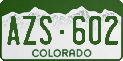 CO license plate AZS602