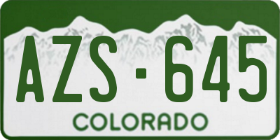 CO license plate AZS645