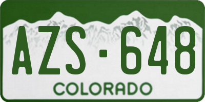 CO license plate AZS648