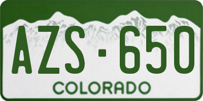 CO license plate AZS650