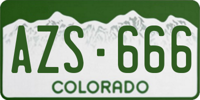 CO license plate AZS666
