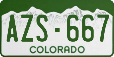 CO license plate AZS667