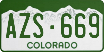 CO license plate AZS669