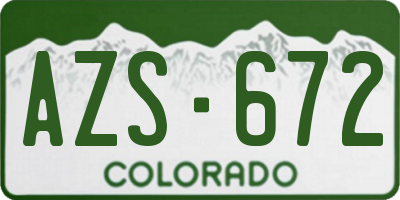 CO license plate AZS672