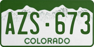 CO license plate AZS673