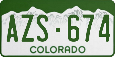 CO license plate AZS674