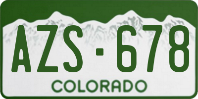 CO license plate AZS678