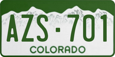 CO license plate AZS701