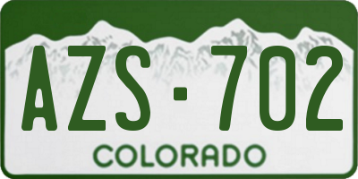 CO license plate AZS702