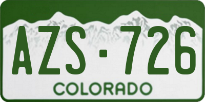 CO license plate AZS726